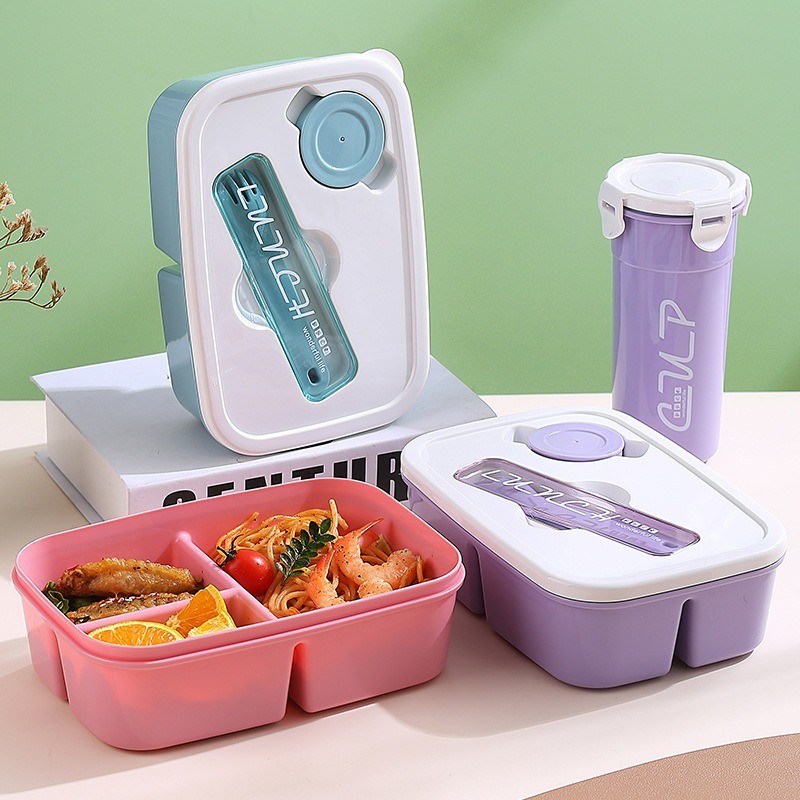 Kit Marmita Lancheira Bento Box 950ml Garrafa 480ml com Divisórias Talheres e Garrafa Escolar em Oferta na Shopee