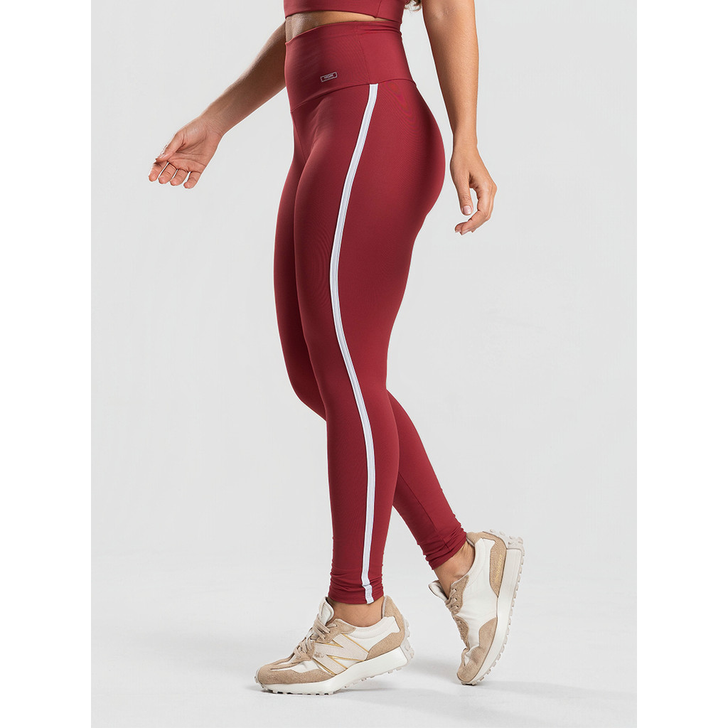 Legging Poliamida Vinho Com Vivo Branco Massam Fitness em Oferta na Shopee