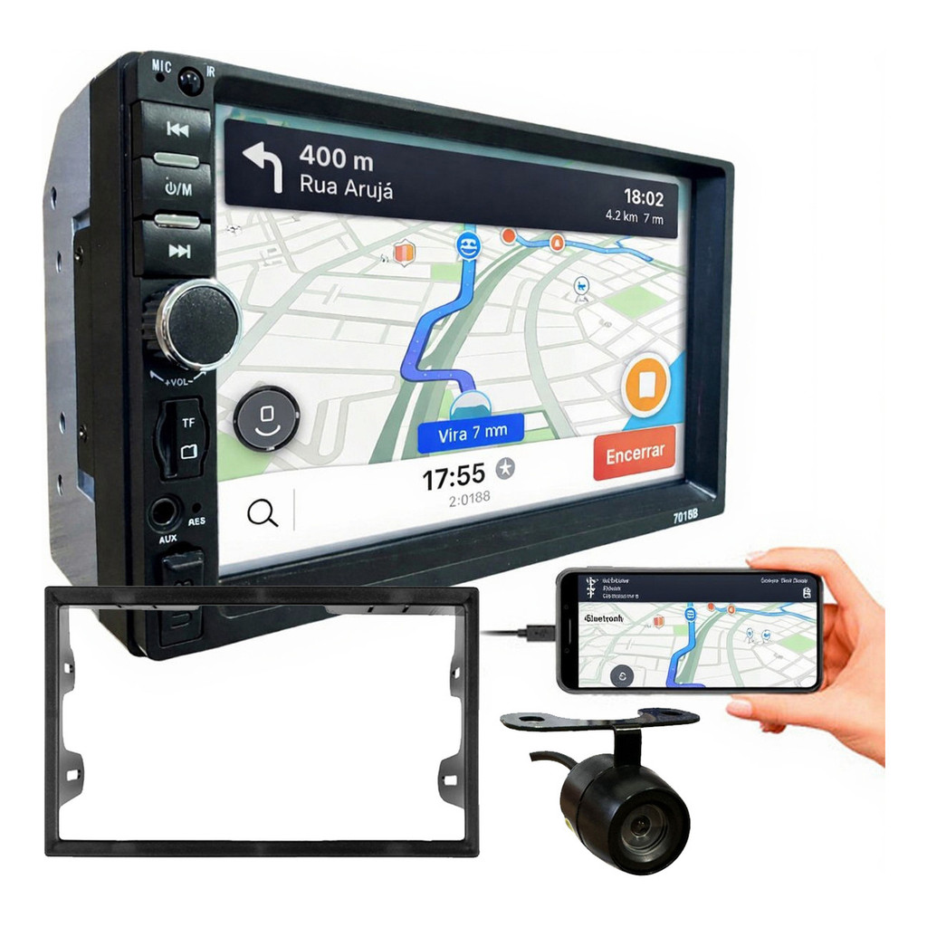 KIT CENTRAL MULTIMIDIA MP5 7 POL CÂMERA DE RÉ POLO FIESTA ECOSPORT GOLF 1999 A 2013 em Oferta na Shopee