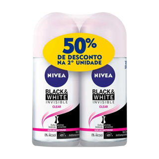 Antitranspirante Roll-on Nivea Black & White Invisible Clear Feminino 48h 50ml Com 2 Unidades em Oferta na Shopee
