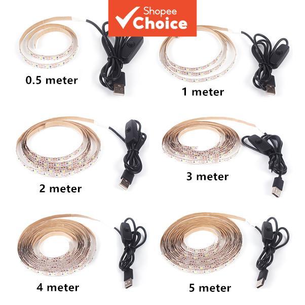 DC5V USB LED Luz De Tira SMD3528 1M-5M Fita Interruptor Branco Quente Para Fundo TV Decoração Do Quarto Ano Novo Festiva