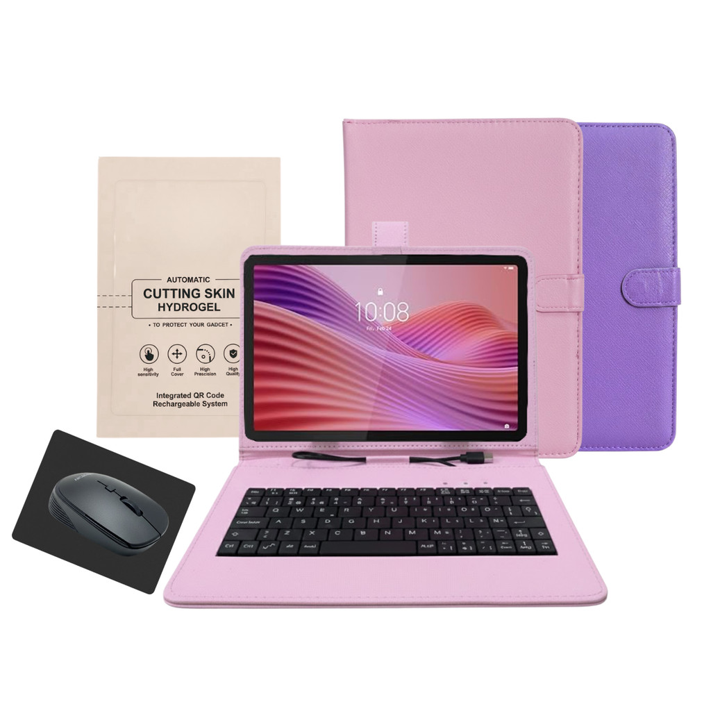 Capa com teclado + película + caneta + Mouse + mouse pad p/ tablet Lenovo 10.1
