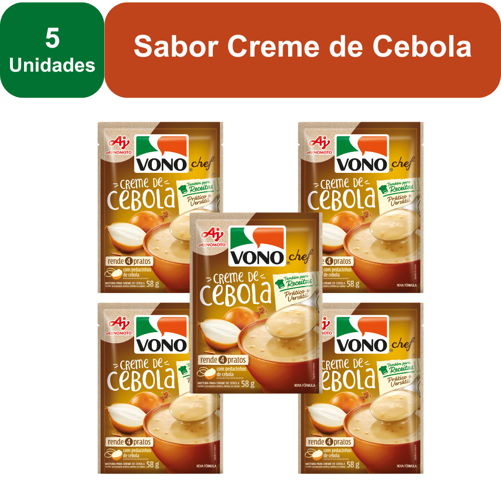 Kit 5 Unidades Sopas Cremosas VONO® CHEF Sabor Creme de Cebola 58g em Oferta na Shopee