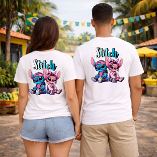 Kit Casal 2 Camisetas Estampado "Stitch e Angel" Unissex 100% Algodão em Oferta na Shopee