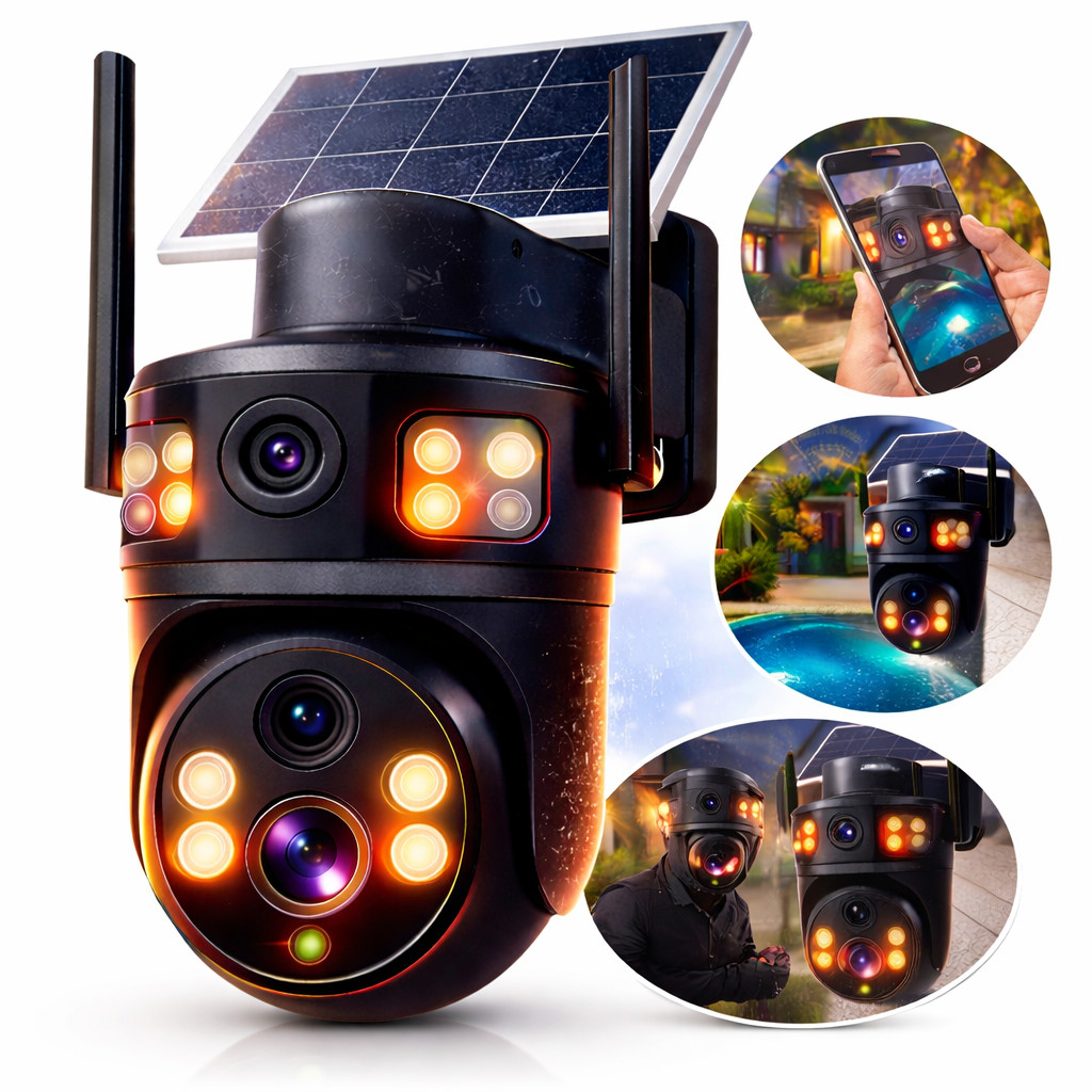 Câmera de Segurança 4G Full HD com Placa Solar Lente Dupla 10x Zoom