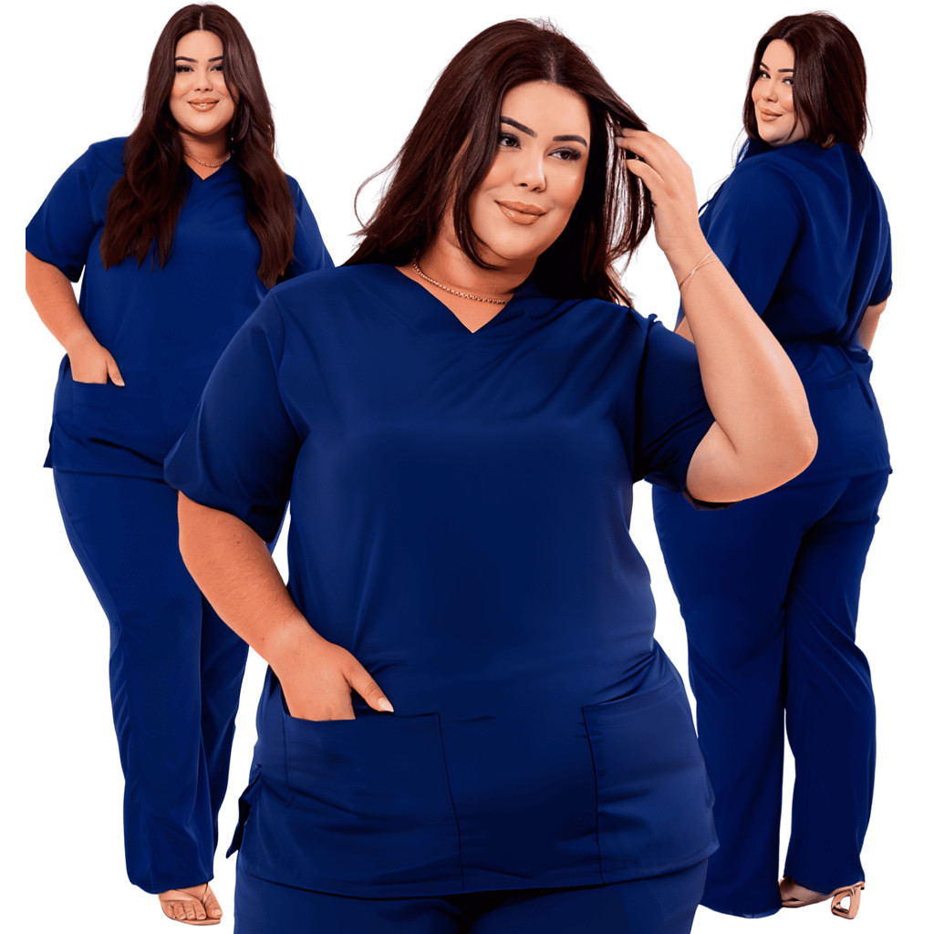 Pijama Cirúrgico Plus Size Scrub Com Elastano Feminino em Oferta na Shopee