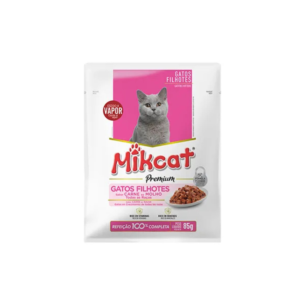 MIKCAT SACHE CARNE AO MOLHO  GATO FILHOTES 85 G