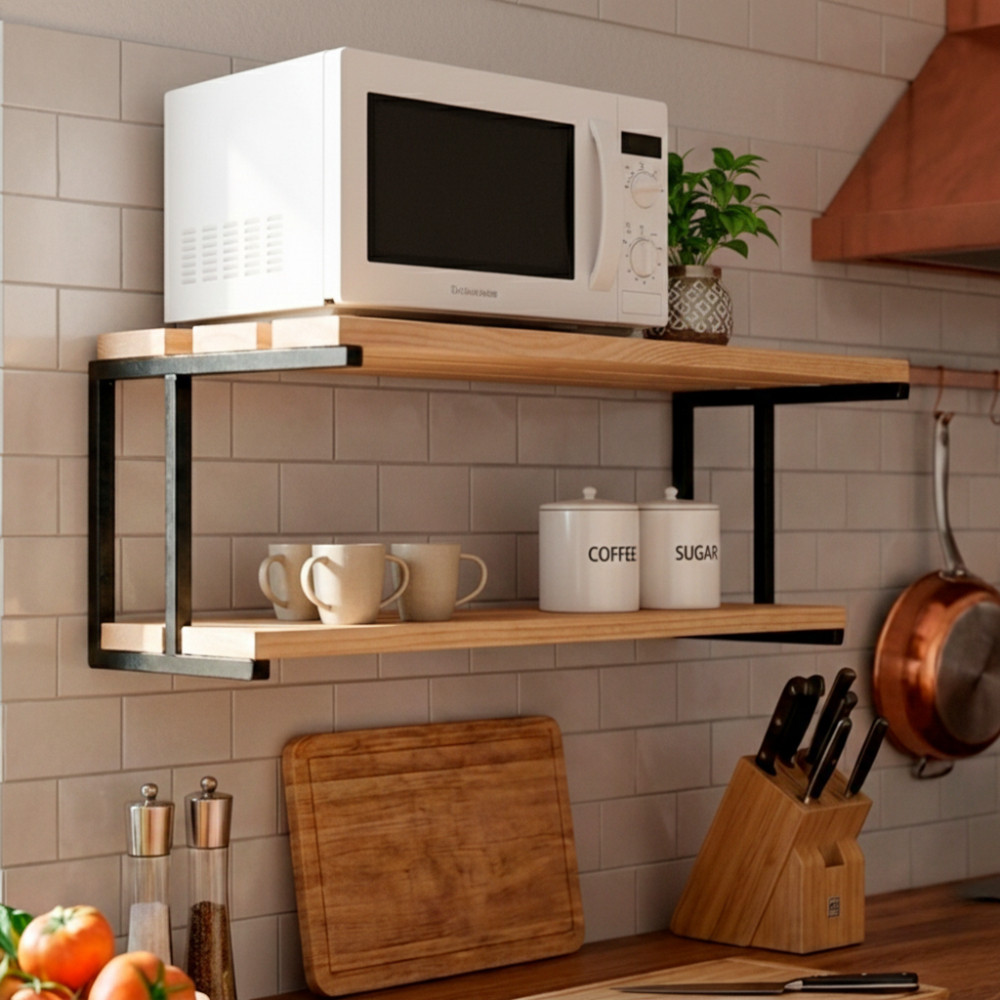 Suporte Microondas 60cm Medio Forno Air Fryer Filtro Prateleira Suspensa Nicho Industrial
