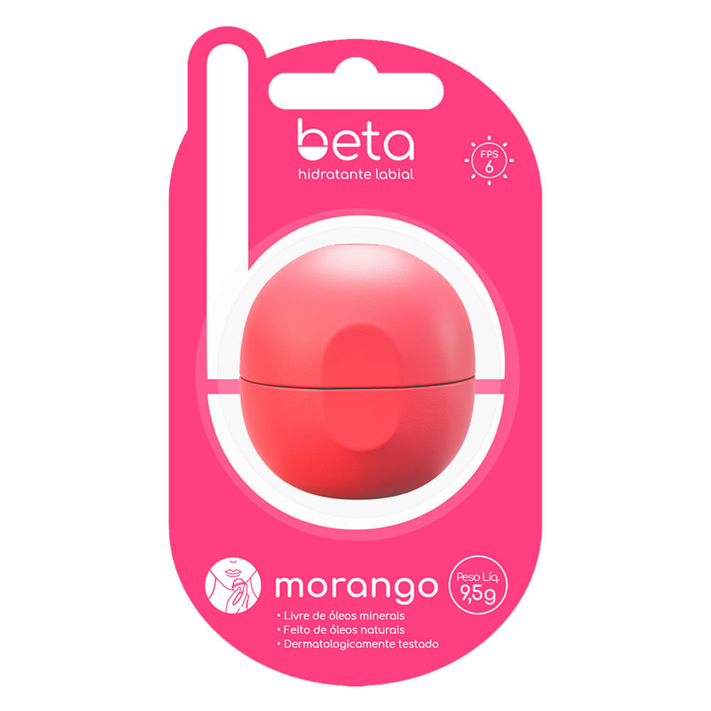 Hidratante Labial Beta Morango FPS 6 9,5g em Oferta na Shopee