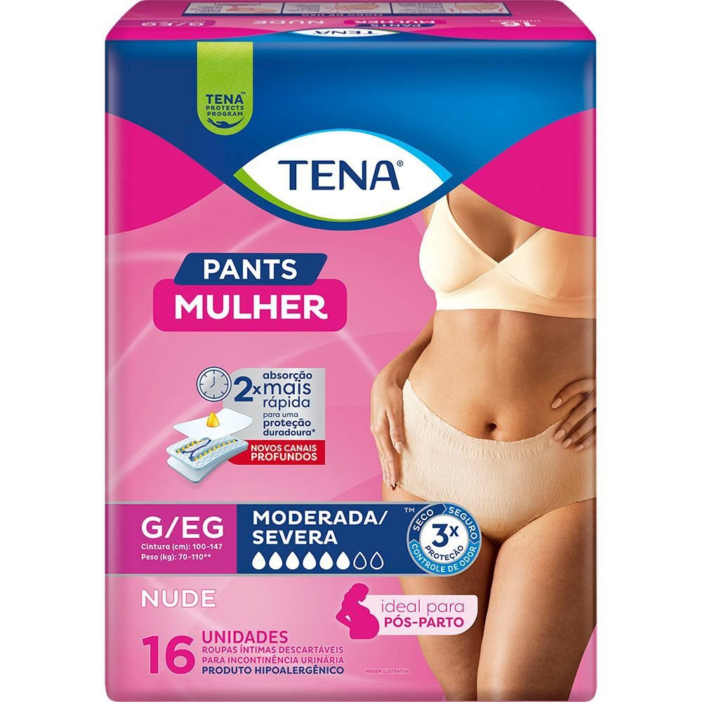 Roupa Íntima Tena Pants Mulher Tamanho G/EG Nude 16 Unidades Descartáveis em Oferta na Shopee