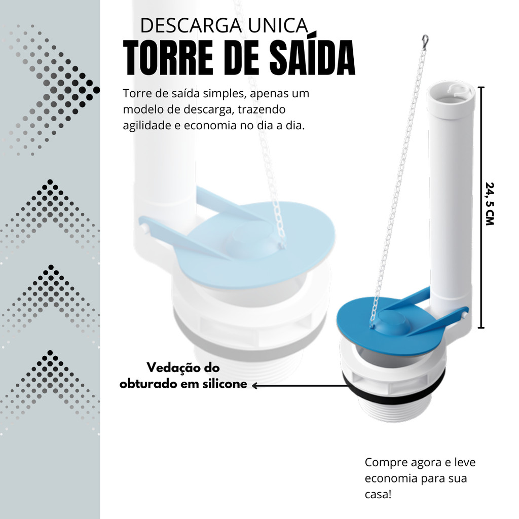 KIT COMPLETO CAIXA ACOPLADA ACIONAMENTO LATERAL UNIVERSAL BOIA EMBUTIDA — imagem 2 de 2