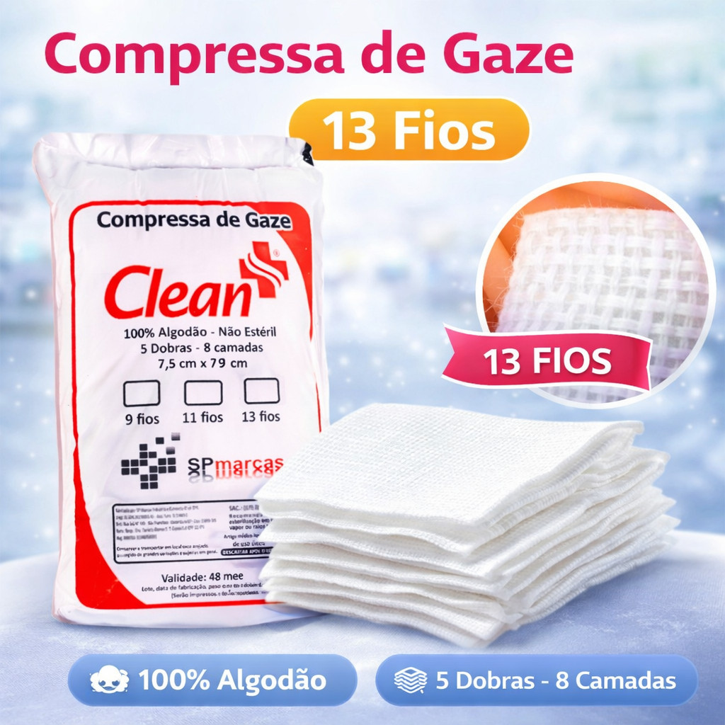 Compressa De Gaze 13 Fios Hidrófila Pacote Anvisa Descartável em Oferta na Shopee