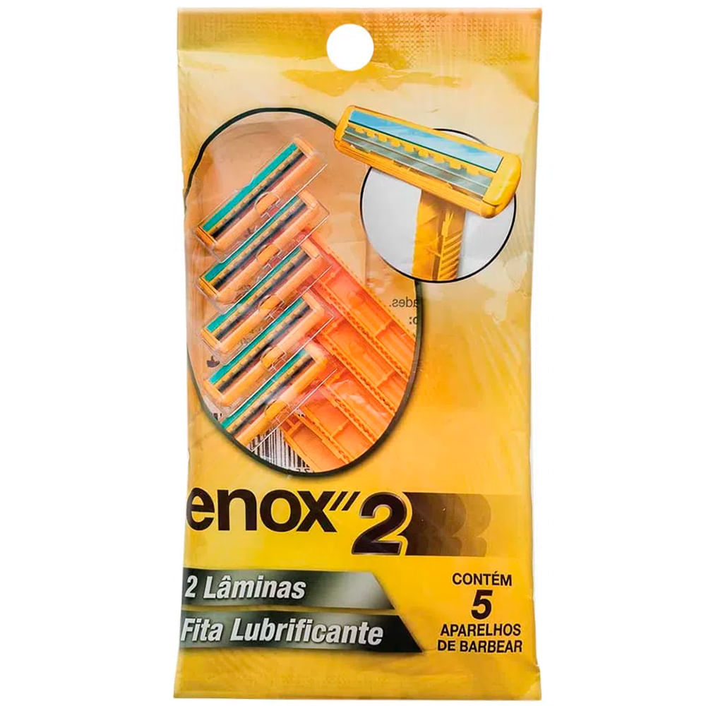 Aparelho De Barbear Enox 2 Lâminas Com 5 Unidades