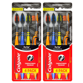 Kit 2 Escova Dental Colgate Zig Zag Carvão Macia Cores Sortidas 4 Unidades em Oferta na Shopee