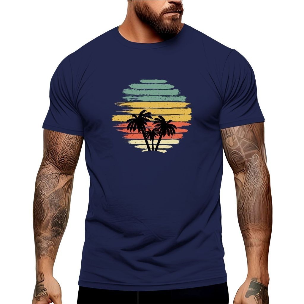 Camiseta Gola Redonda Camisa Fit  Coqueiro Por do Sol Palmeira Sunshine Verão Premium Envio Imediato - JS Multi