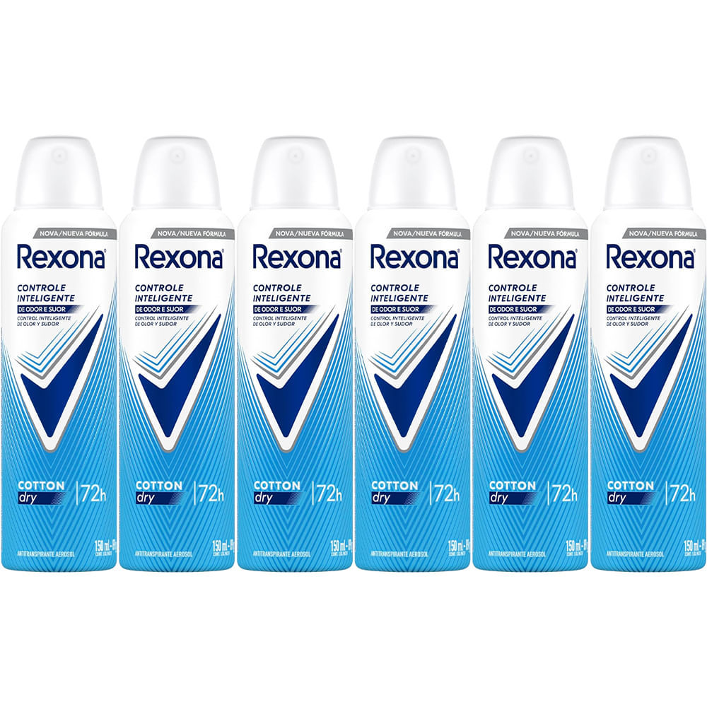 Kit Desodorante Aerosol Rexona Cotton Dry Azul 150ml - 6 Unidades em Oferta na Shopee