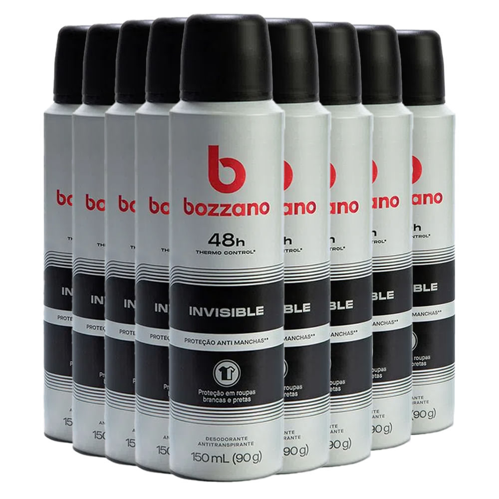 Kit 9 Desodorantes Aerosol Bozzano Invisible 90g em Oferta na Shopee