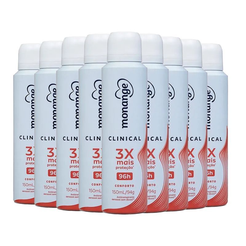 Kit Desodorante Aerosol Monange Clinical Conforto 150ml - 9 Unidades em Oferta na Shopee