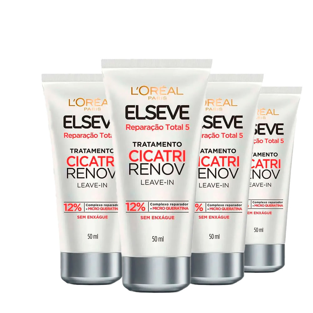 Kit Leave-In De Tratamento Elseve RT5 Cicatri Renov 50ml 4- Unidades