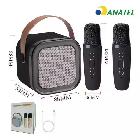 Caixa de Som Bluetooth Portátil RGB com Microfone Sem Fio Karaokê USB TF AUX LED Colorido Mini Speaker Potente