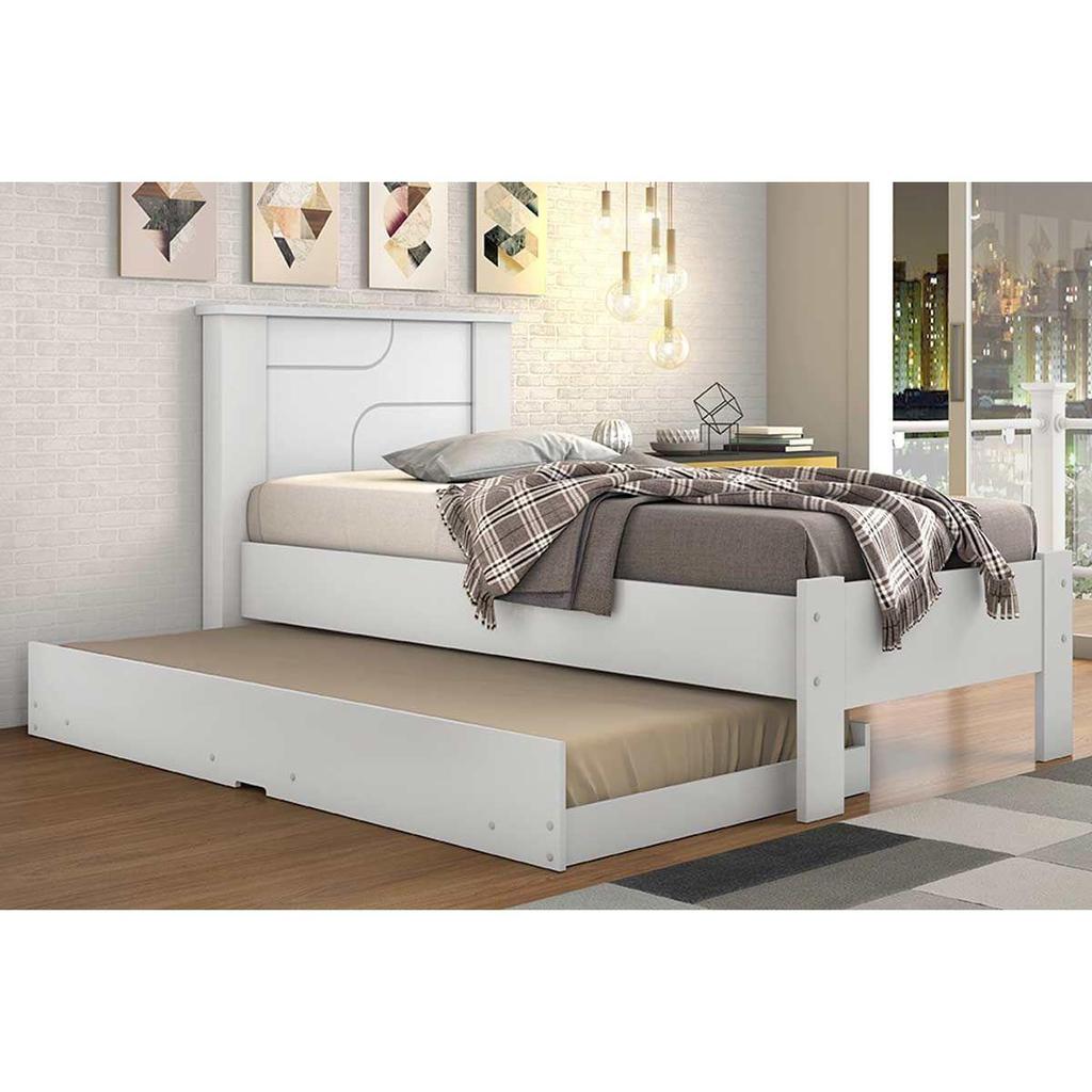 Cama Solteiro Pérola c/ Auxiliar Branco - Conquista em Oferta na Shopee