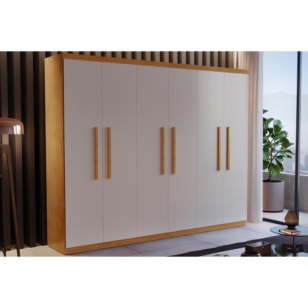 Guarda Roupa Casal 6 Portas e 2 Gavetas Espanha Naturale/Off White - Rufato em Oferta na Shopee