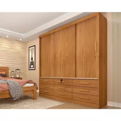 Guarda Roupa Casal 3 Portas de Correr e 9 Gavetas Chicago Cinamomo - Tcil Móveis
