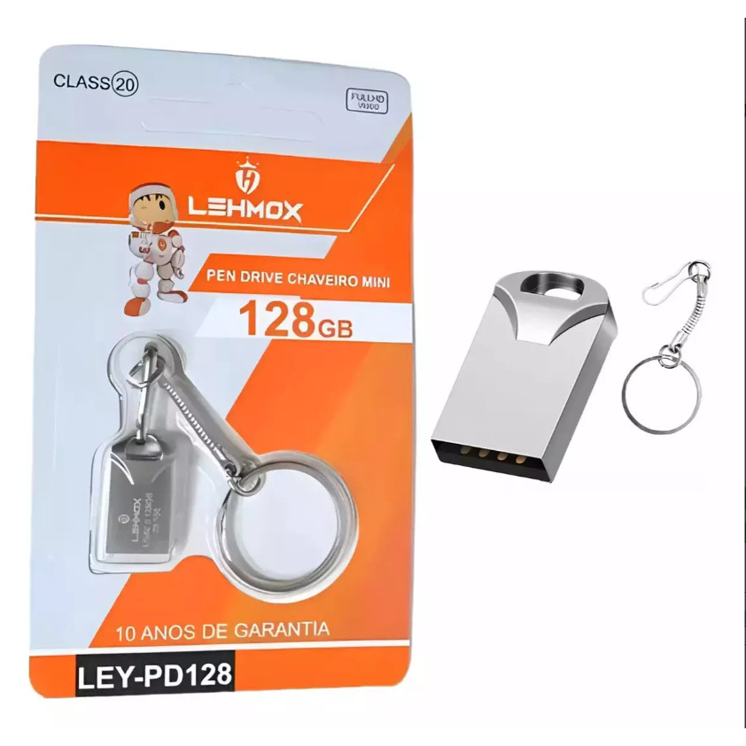 Pen Drive 128GB Lehmox Chaveiro Mini Metal Ultra Resistente New