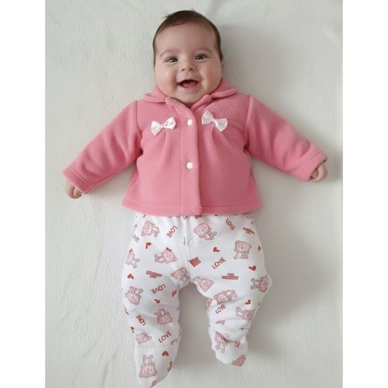 Casaquinho Bebê Menina em Soft Peluciado Inverno Super Quentinho e Confortável em Oferta na Shopee
