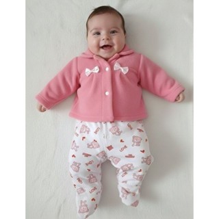 Casaquinho Bebê Menina em Soft Peluciado Inverno Super Quentinho e Confortável em Oferta na Shopee
