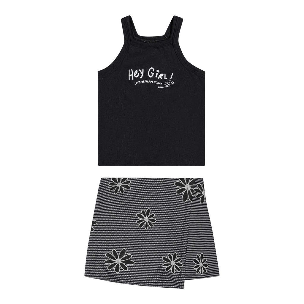 Conjunto Infantil Menina Flor Flamê Elian Preto em Oferta na Shopee