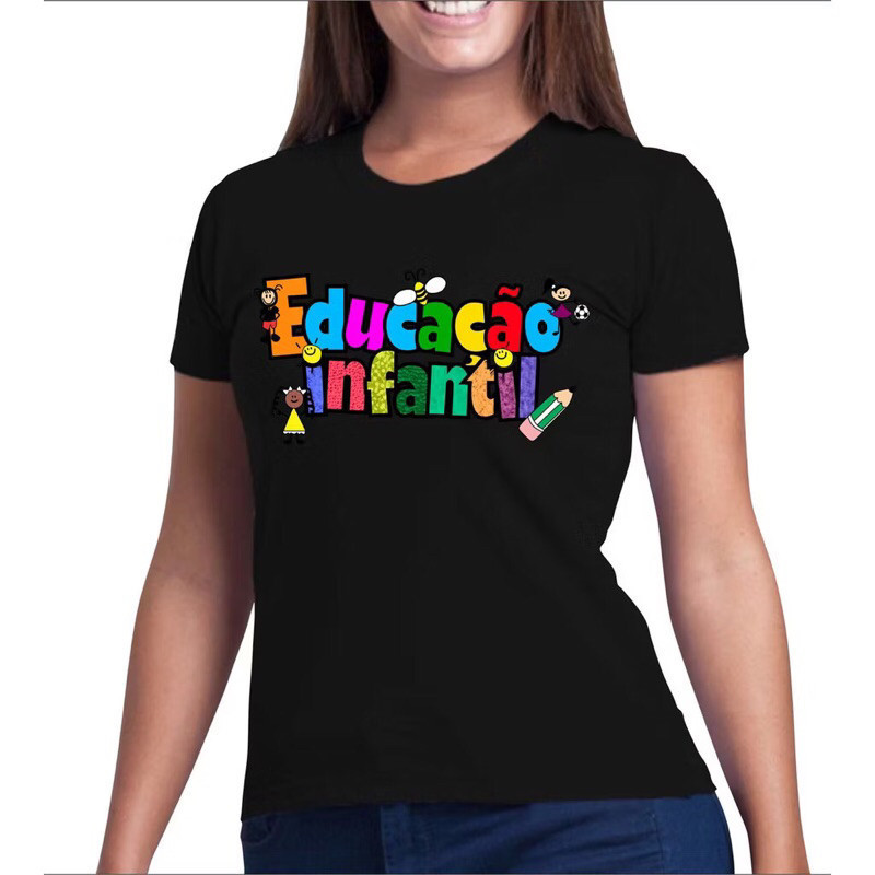 Camiseta unissex Educação infantil Camisa casual Blusa confortável Tshirt MODELO PROFESSORA