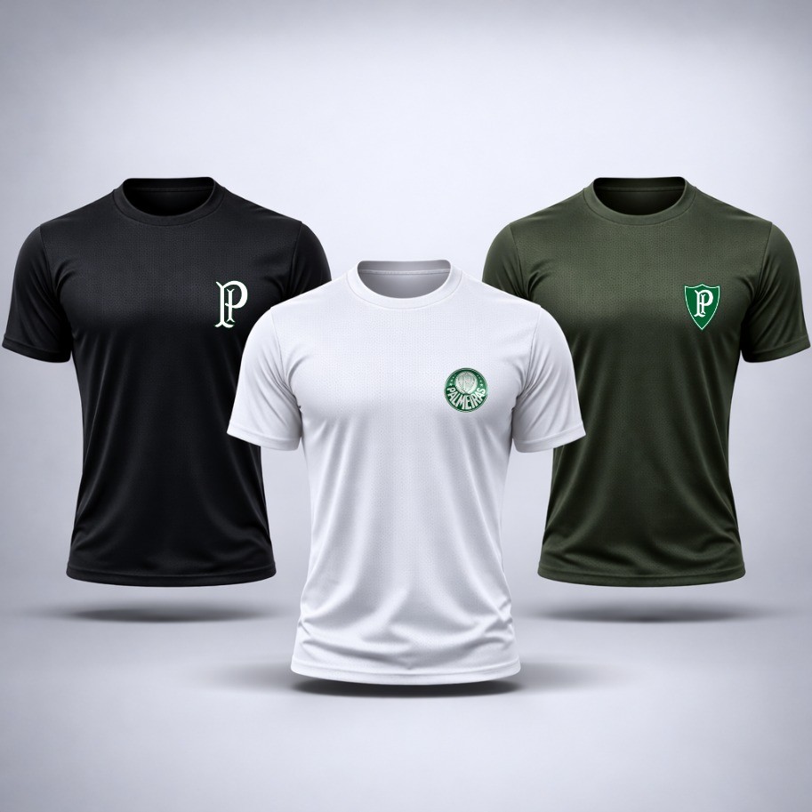 Kit 3 Camisas Masculinas da SEP VERDAO 2026 Torcedor Camiseta Futebol Treino Academia Confortável