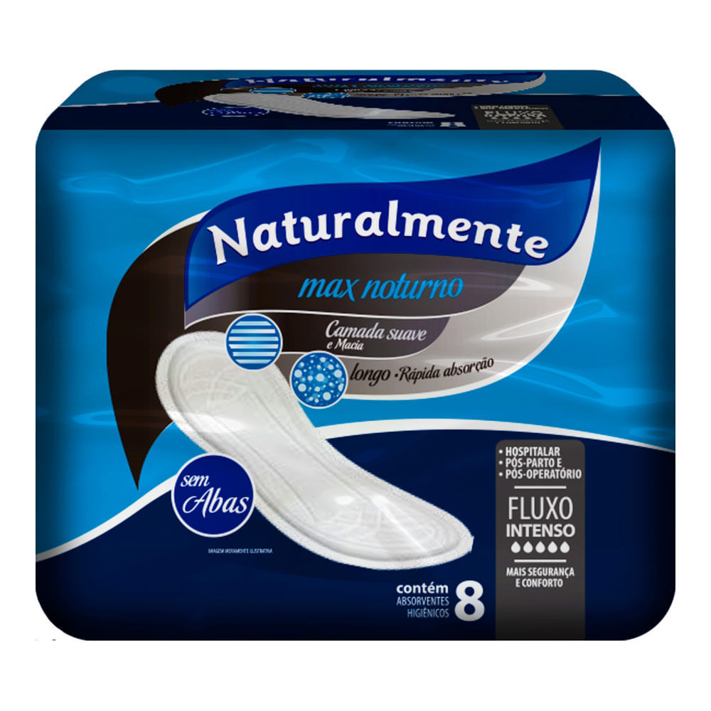 Absorvente Naturalmente Max Noturno Pós Parto Sem Abas 8 Unidades em Oferta na Shopee