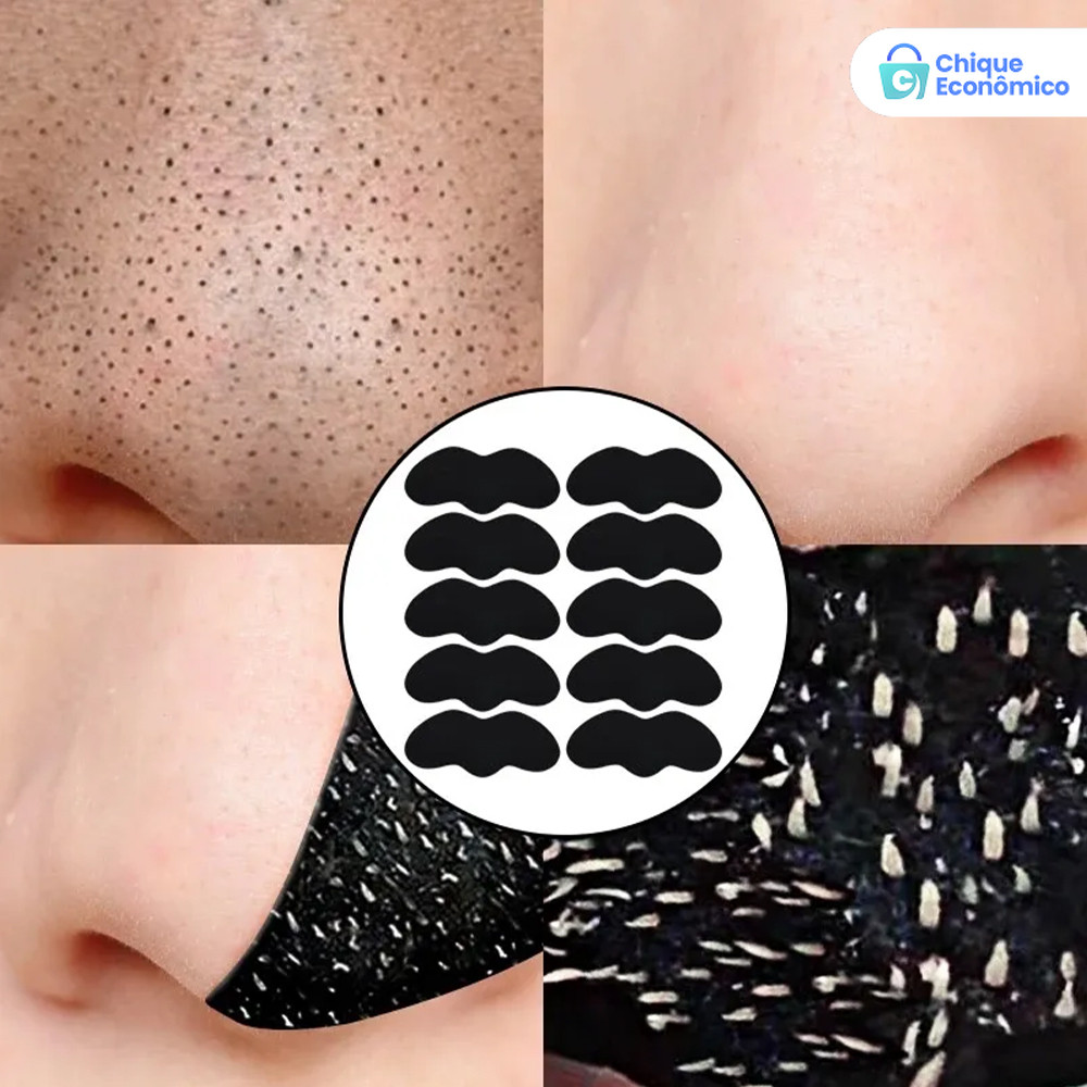 Adesivo de Carvão para Limpeza Facial Remove Cravos e Cuida da Pele