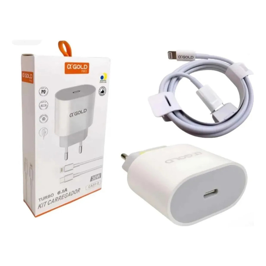 Carregador Turbo 'gold 30w Com Cabo Lightning iPhone 8 AO 14
