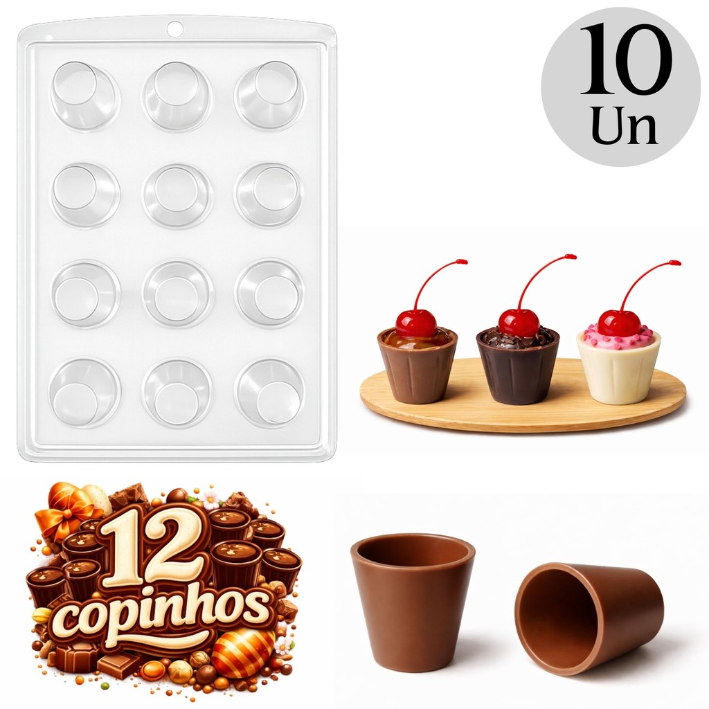 10 Formas Acetato Copinhos Casca Sobremesa Chocolate 15g Forma Prática Fácil Descartável Docinhos