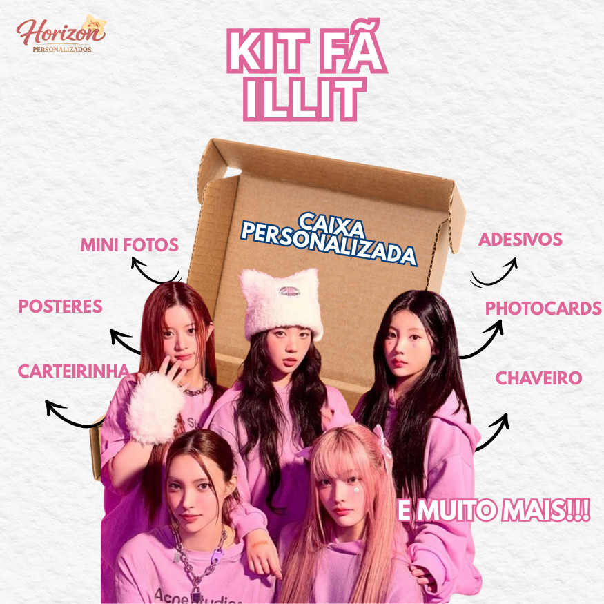 KIT FÃ ILLIT PERSONALIZADO - KPOP GLLIT POSTER PHOTOCARD CHAVEIROS E MUITO MAIS