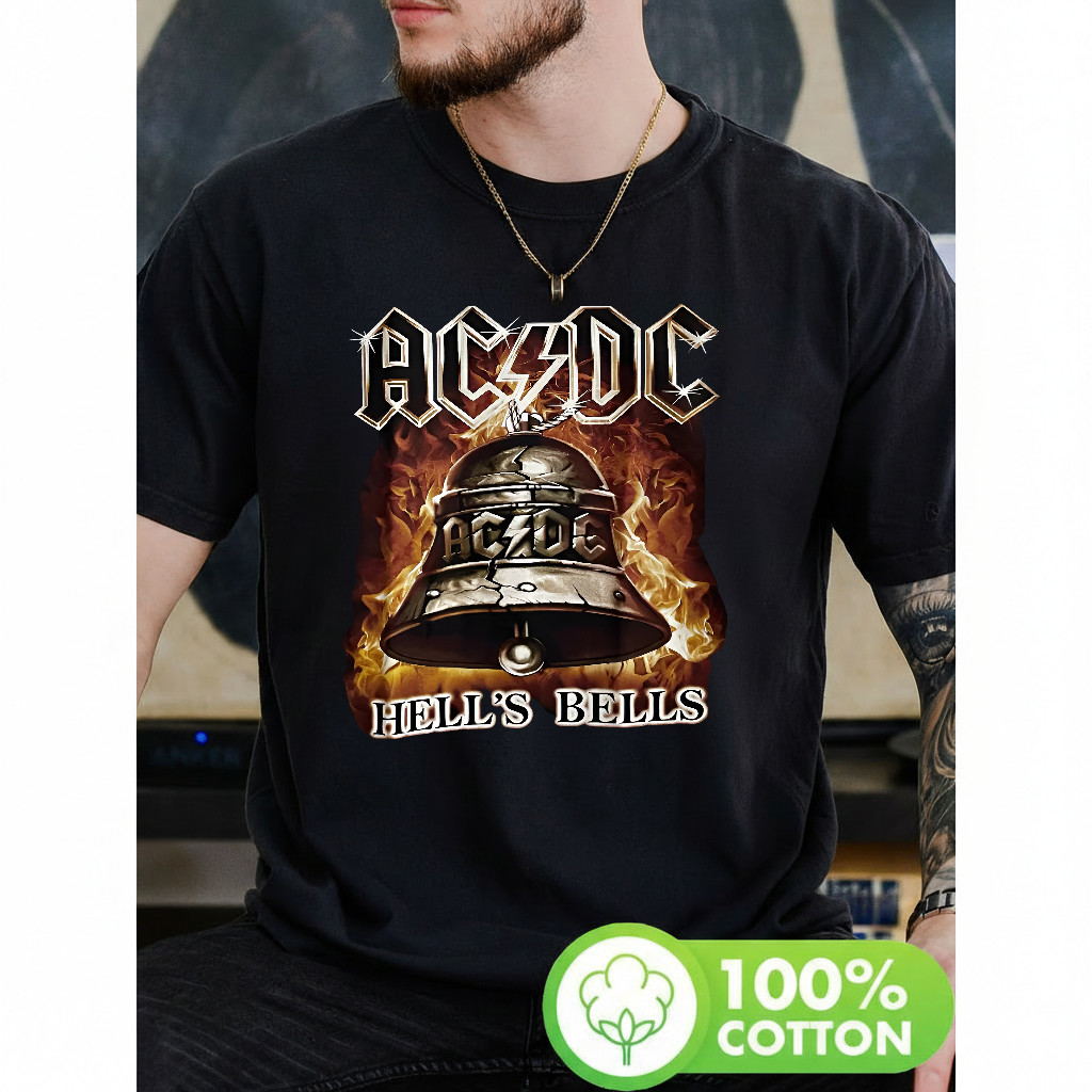 Camiseta Masculina Com Estampa de Sinimbo AC DC com Fogo Moderna Estilosa e Premium Rock