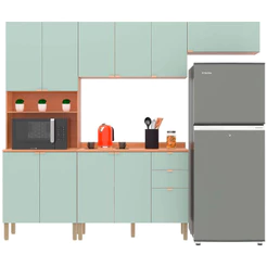 Cozinha Completa Joy com 11 Portas 2 Gavetas 5 Prateleiras e Nicho para Micro-ondas Bartira