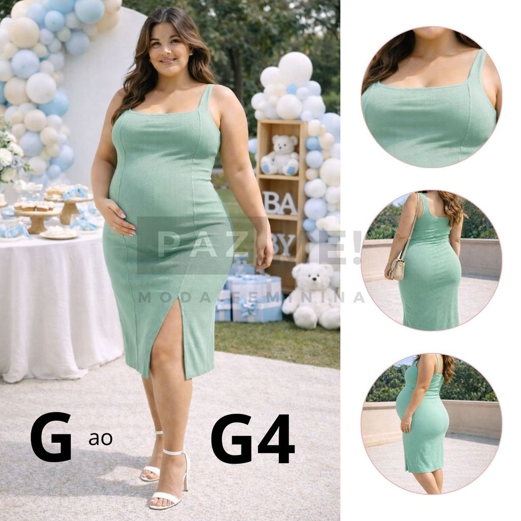 Vestido Midi Para Gestante C/ Tamanhos Plus Size Alça Larga em Oferta na Shopee
