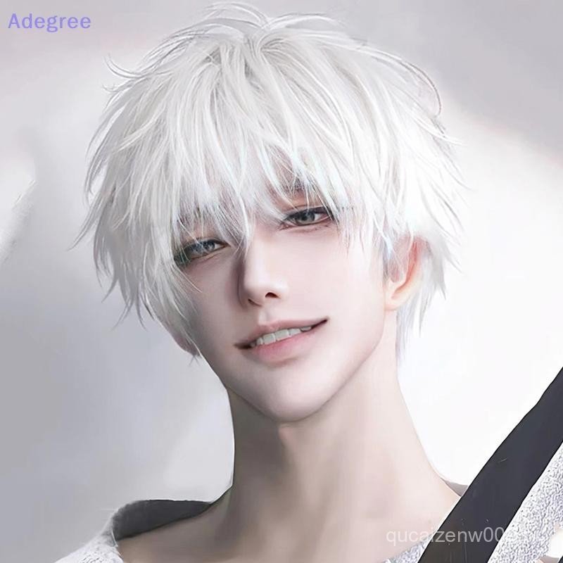 Adegree Masculino Anime Cosplay Peruca Masculina Curto Reto Traje De Cabelo Sintético Causa Perucas Resistente Ao Calor