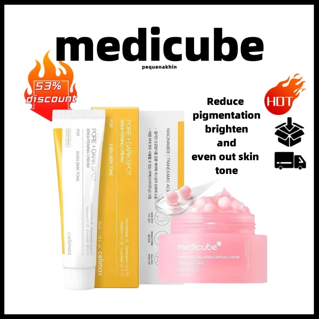 5.5medicube + celimax PDRN Creme Cápsula De Colágeno Rosa + Emagrecedor De Poros | Pele Iluminadora Reparação De Barreir em Oferta na Shopee