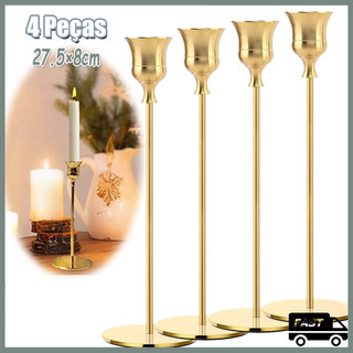 4 peças castiçais de metal para castiçais de 27.5×8cm castiçais para decoração de mesa de jantar decoração de casa