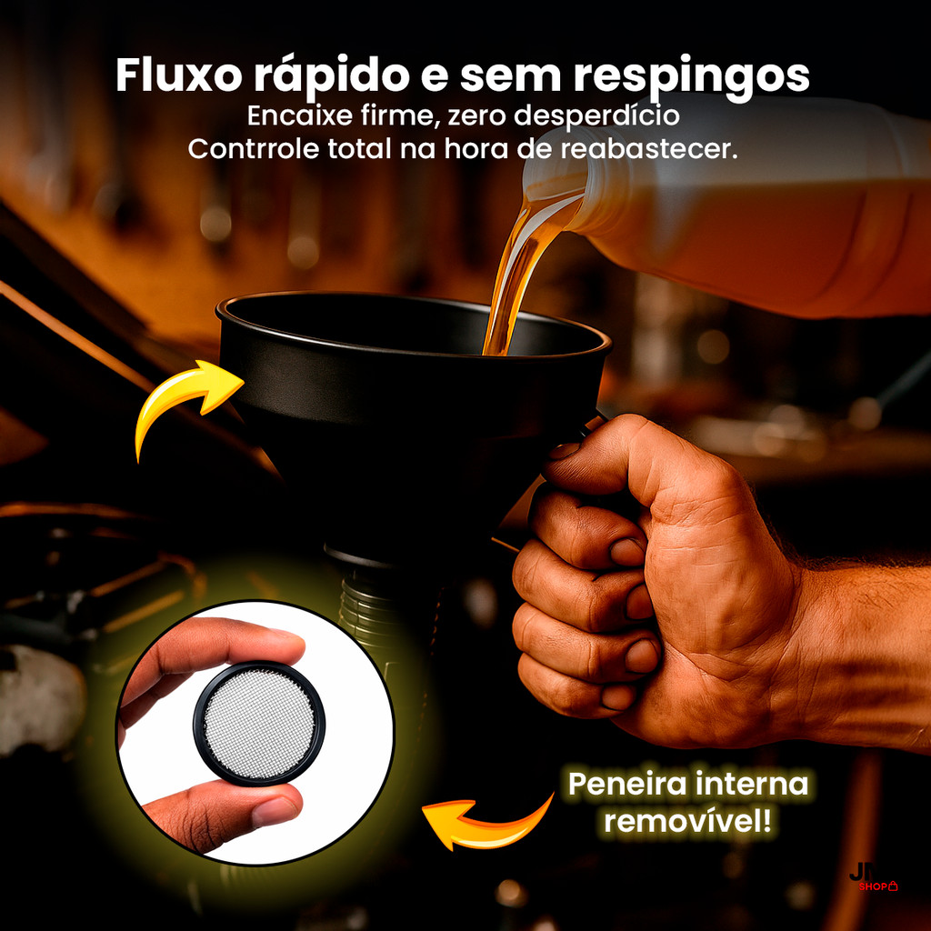 Funil Automotivo em Plástico Reforçado Boca Larga com Bico Flexível e Alça Segura