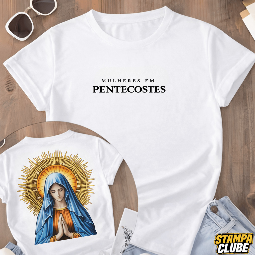 Camiseta Cristã Mulheres em Pentecostes Avivamento Masculina e Feminina Unissex 100% Algodão em Oferta na Shopee
