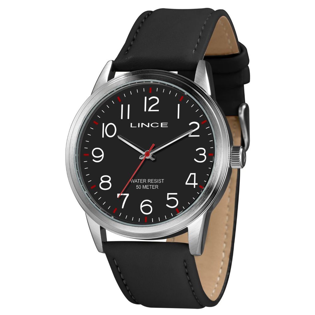 RELOGIO LINCE ANALOGICO PRETO COURO PRETO MRCH188L46 P2PX