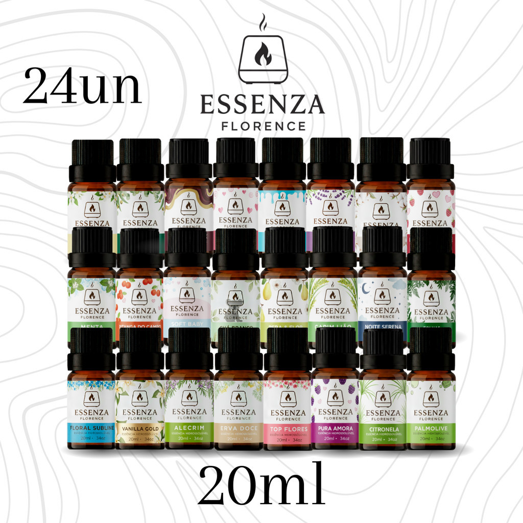 Kit 24 Essências p/ Casa Cheirosa 20ml | Aromas Premium p/ Umidificador