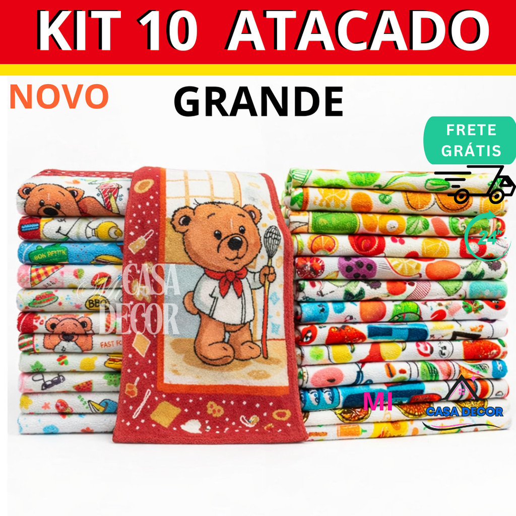 Kit 10 Panos De Prato Copa PREMIUM Felpudo 45x68cm
