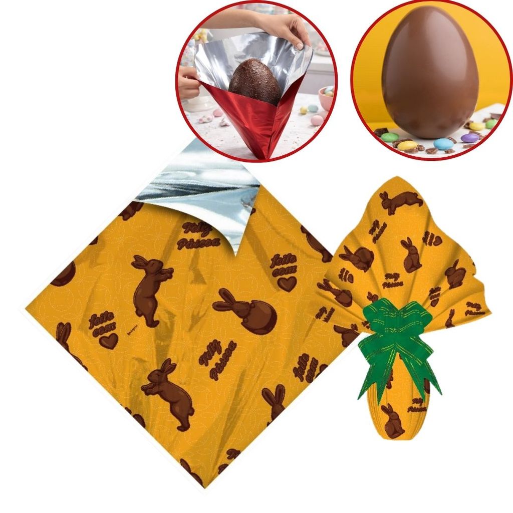 25 EMBALAGENS EXPRESS P/ OVO PÁSCOA 100/150G 24X24CM LARANJA